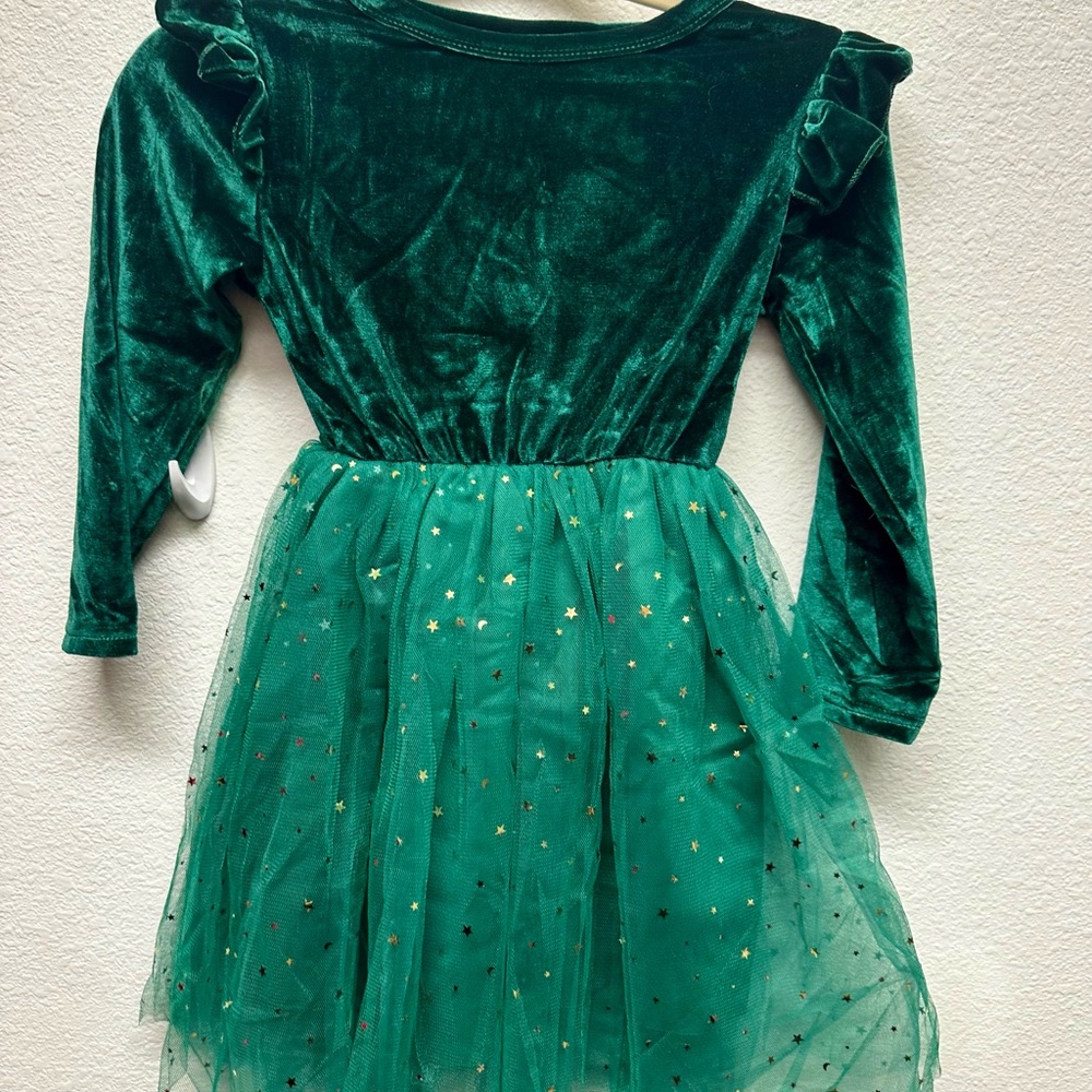 Enchanting Green Velvet Kids Costume